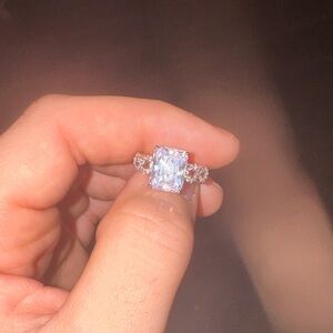 Radiant Silver Women's Ring with Central Stone